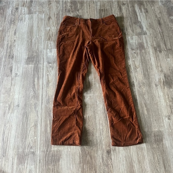 Lands’ End Women’s Orange Brown Rust Cordwroy Straight Leg Pants Size 14 - Picture 1 of 7